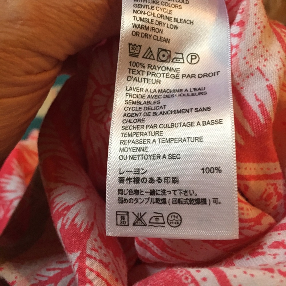 Tommy Bahama sz Med Bright Pink & Taupe Top - Picture 4 of 4